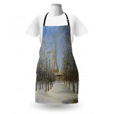 Snowy Paris City View Apron