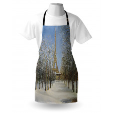 Snowy Paris City View Apron