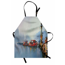 Harbor Boats and Birds Apron