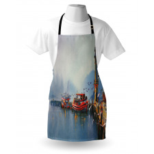 Harbor Boats and Birds Apron