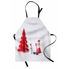 Kış Mutfak Önlüğü Kardan Adam Noel Baba ve Kırmızı Çam Ağacı