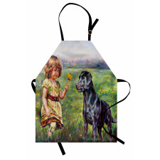 Flower Dog with a Girl Apron