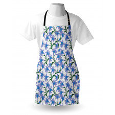 Floral Mutfak Önlüğü Mavi Zarif Çiçek Desenli