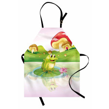 Frog on Water Lily Art Apron