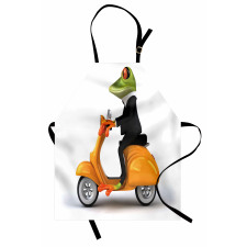 Hayvan Deseni Mutfak Önlüğü Motosiklet ve Kurbağa