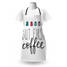 Moda Mutfak Önlüğü Sevimli Kahve Fincanları ile İngilizce Yazı