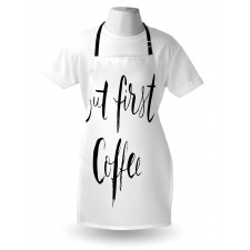 Moda Mutfak Önlüğü Kahve Temalı Sade ve Basit İngilizce El Yazısı