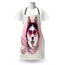 Hipster Husky Dog Hearts Apron