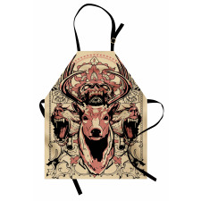 Floral Skull and Wolves Apron