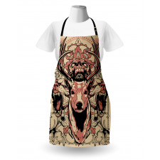 Floral Skull and Wolves Apron