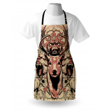 Floral Skull and Wolves Apron