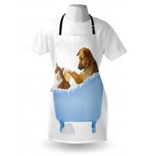 Dog and Cat in Bathtub Apron