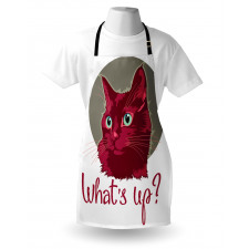Hayvan Deseni Mutfak Önlüğü Sevimli Komik Kedi Portresi 