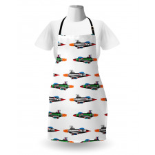 Ulaşım Araçları Mutfak Önlüğü Renkli Savaş Uçakları
