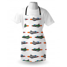 Ulaşım Araçları Mutfak Önlüğü Renkli Savaş Uçakları