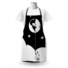 Boy Looking Up Stars Earth Apron