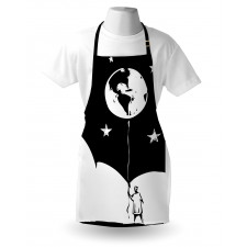 Boy Looking Up Stars Earth Apron