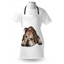 Single Hand Drawn Bulldog Apron