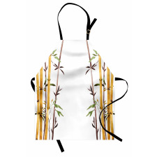 Hand Drawn Bamboos Leaf Apron