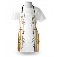 Hand Drawn Bamboos Leaf Apron