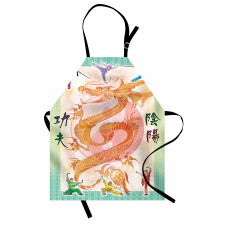 Colorful Dragon and Samurais Apron