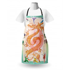 Colorful Dragon and Samurais Apron