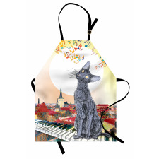 City Skyline Kitty Piano Apron