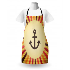 Denizci Mutfak Önlüğü Retro Şeritler ve Çapa Desenli