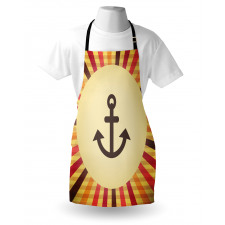 Denizci Mutfak Önlüğü Retro Şeritler ve Çapa Desenli