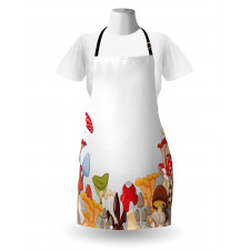 Wild Mushrooms Cartoon Apron