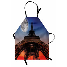Ülkeler ve Şehirler Mutfak Önlüğü Ay Işığında Paris