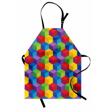 Geometrik Mutfak Önlüğü Rengarenk ve Eğlenceli Simetrik Küpler