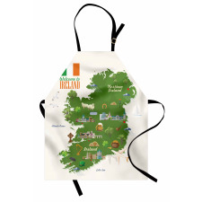 Kültürel Mutfak Önlüğü İrlanda Ülke Sembolleri ile Harita Çizimi