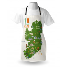 Kültürel Mutfak Önlüğü İrlanda Ülke Sembolleri ile Harita Çizimi