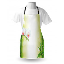 Çiçekli Mutfak Önlüğü Beyaz Orkide Desenli