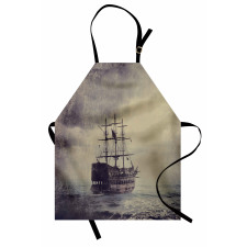 Denizci Mutfak Önlüğü Vintage Korsan Gemisi Desenli