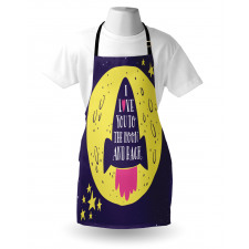 Rocket Space Moon Love Apron