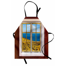 Çiçekli Mutfak Önlüğü Pencere Desenli