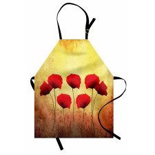 Retro Poppy Flowers Apron