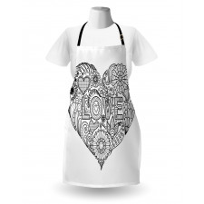 Love Uncolored Doodle Heart Apron