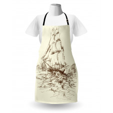 Hand Drawn Ship Apron