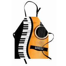 Piano Keys Wave and Guitar Apron