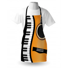 Piano Keys Wave and Guitar Apron