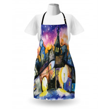 Town Night Watercolor Apron