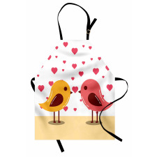 Romantik Mutfak Önlüğü Birçok Kalp Motifi ve Sevimli Minik Kuşlar