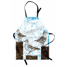 Grungy Sketch Seagulls Apron