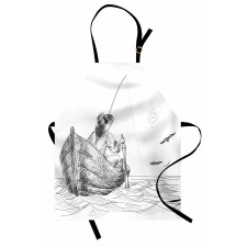 Fisherman on Boat Sketch Apron