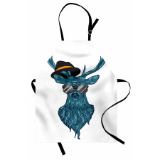 Teal Hipster Antler Print Apron