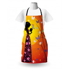Masalsı Mutfak Önlüğü Çiçekli Elbiseli Kız