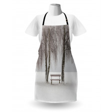 Bench Trees Snowflakes Apron